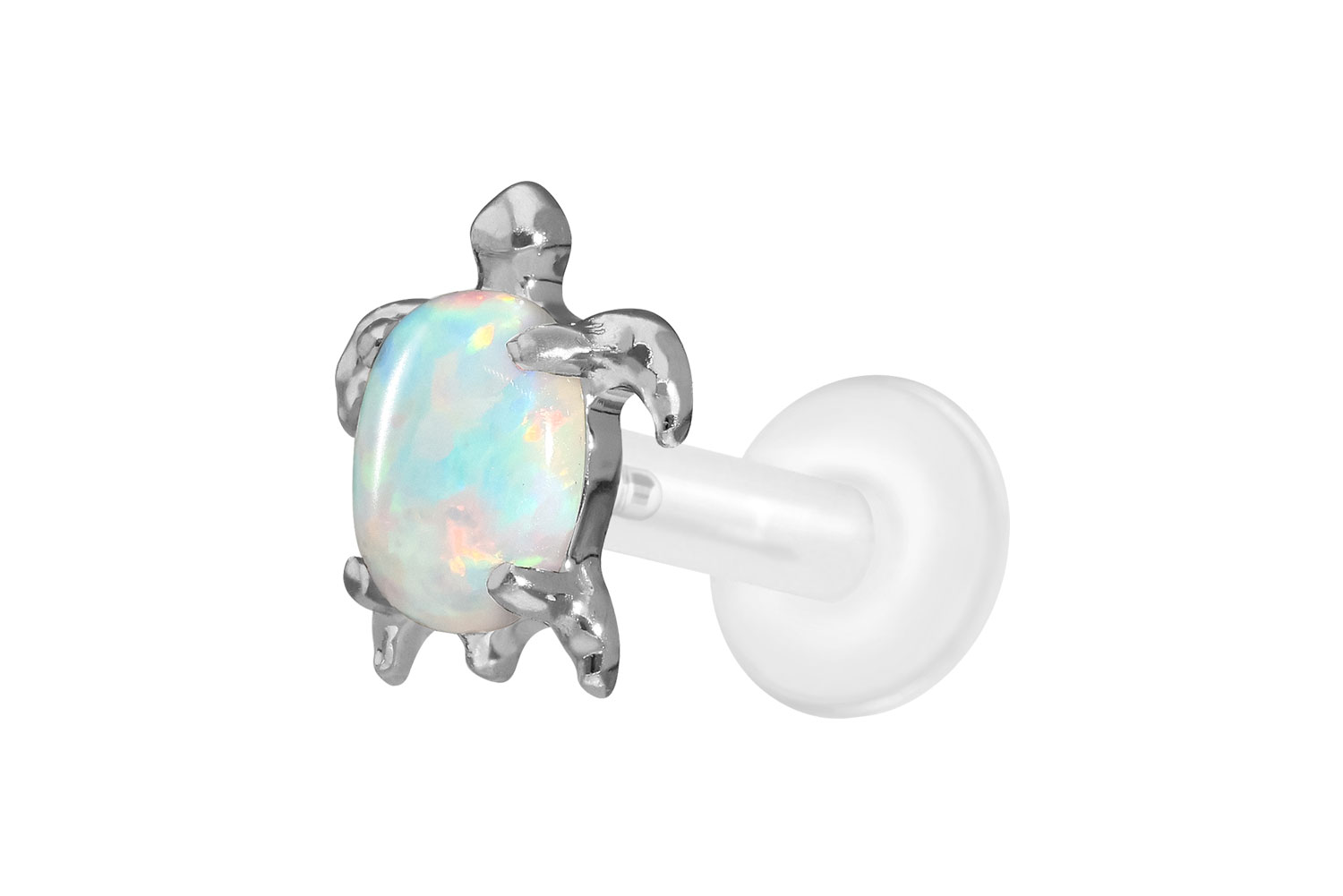 PTFE Labret Piercing mit Innengewinde + Titan-Aufsatz SCHILDKRÖTE